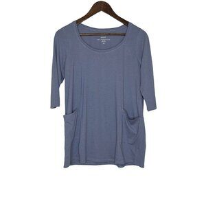 Purejill NWT‎ Blue Pure Jill Two-Pocket Knit Tunic Size XS Petite 3/4 Sleeve